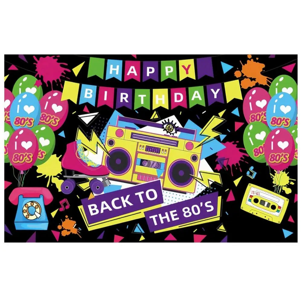 Back To 80'S Backdrop Graffiti Hip Pop Party Disco Music Photo Background Banner Graffiti Back To The 80’S Party Decorations SS69 11.69 D
