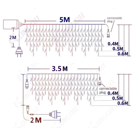 3.5M-40M LED Icicle Curtain String Fairy Lights Garland Outdoor Christmas Lights New Year Birthday Wedding Street Holiday Decor