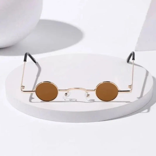 Vintage Rock Punk Man Sunglasses Classic Small Round Sunglasses Women Wide Bridge Metal Frame Black Lens Driving Eyewear SS69