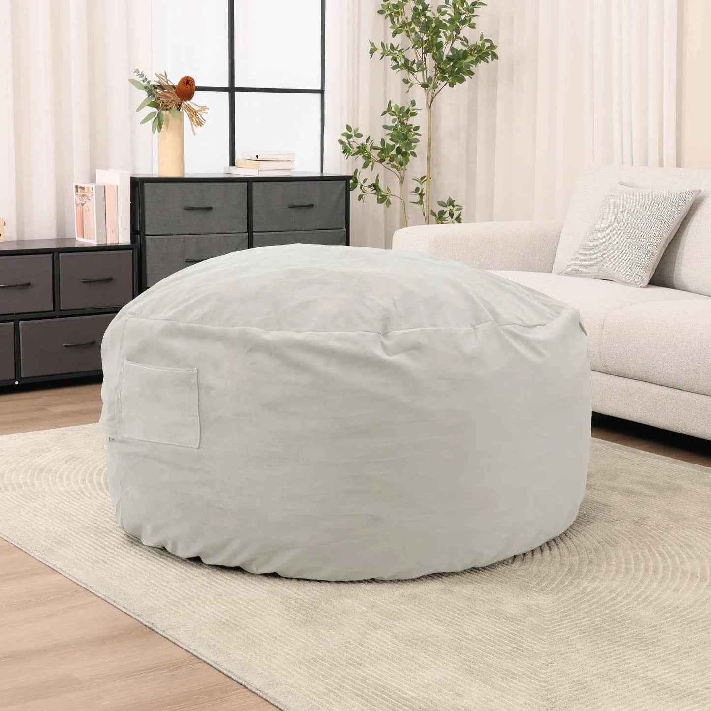 JHK Oversized 3/4FT Bean Bag Chair for Gaming Reading Lazy Sofa Foam Filled Couch with Removable Cover Living Room Furniture