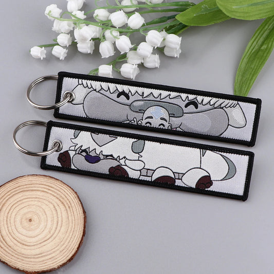 1pcs Cartoon Animation Series Embroidered Keys Tag Jet Tag Keychains for Motorcycles Cars Backpack Fashion Key Ring Accessories SS69