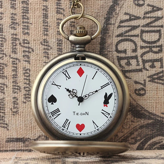 Alice's Adventures in Wonderland: Poker Keys, Pocket Watch, Flip Cover, Peripheral Chain Watch, Copper Pendant Watch SS69