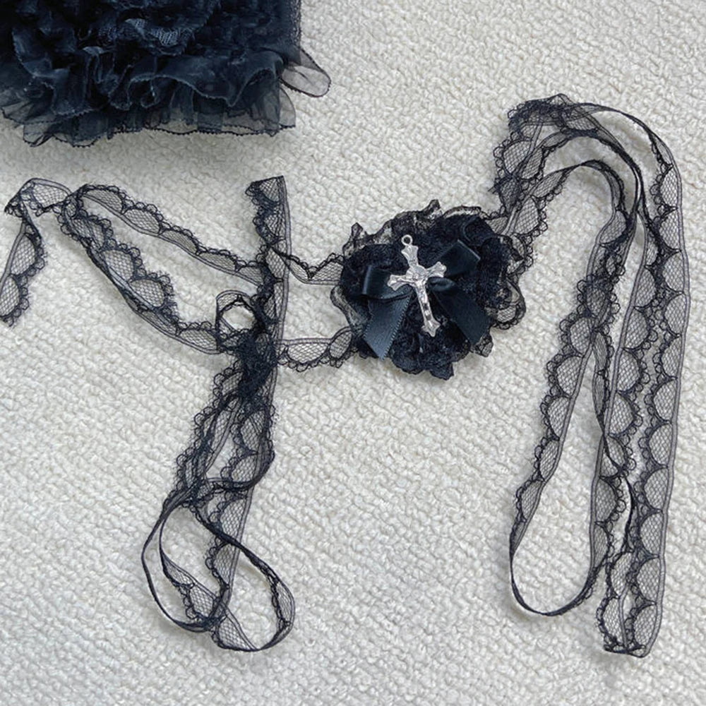 Punk Cross Eye Mask Women Lolita Cosplay Eye Patch Gothic Halloween Heart Bow Lace Eyewear Accessories Xmas Gifts SS69 11.69 A