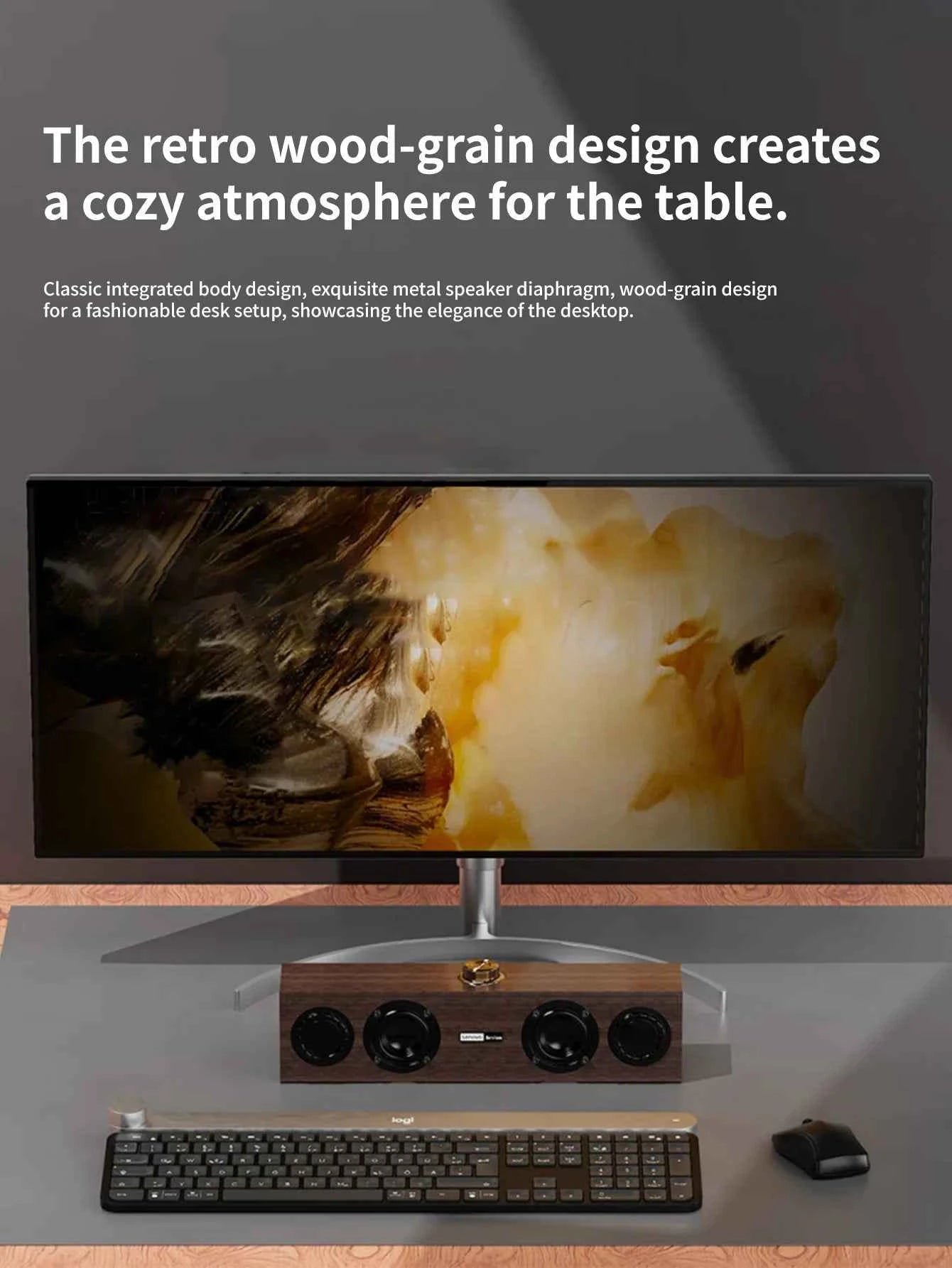 Lenovo C02 Multimedia Speaker Bluetooth Speaker Wired/Bluetooth Dual-Mode Speaker Retro Speaker Universal for Tv, Computer, and Mobile Phone Subwoofer
