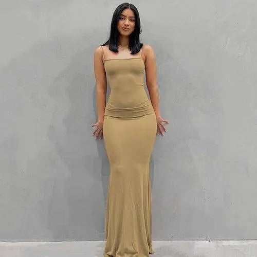 Satin Slip Sleeveless Backless Maxi Dress Women 2025 Y2K Summer - SS69