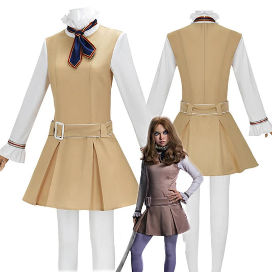M3GAN 2.0 Megan Cosplay Costume Dress Girls Women Megan Costume Popular Clothes Brown Uniform Dress Set for Adult Comic Con SS69