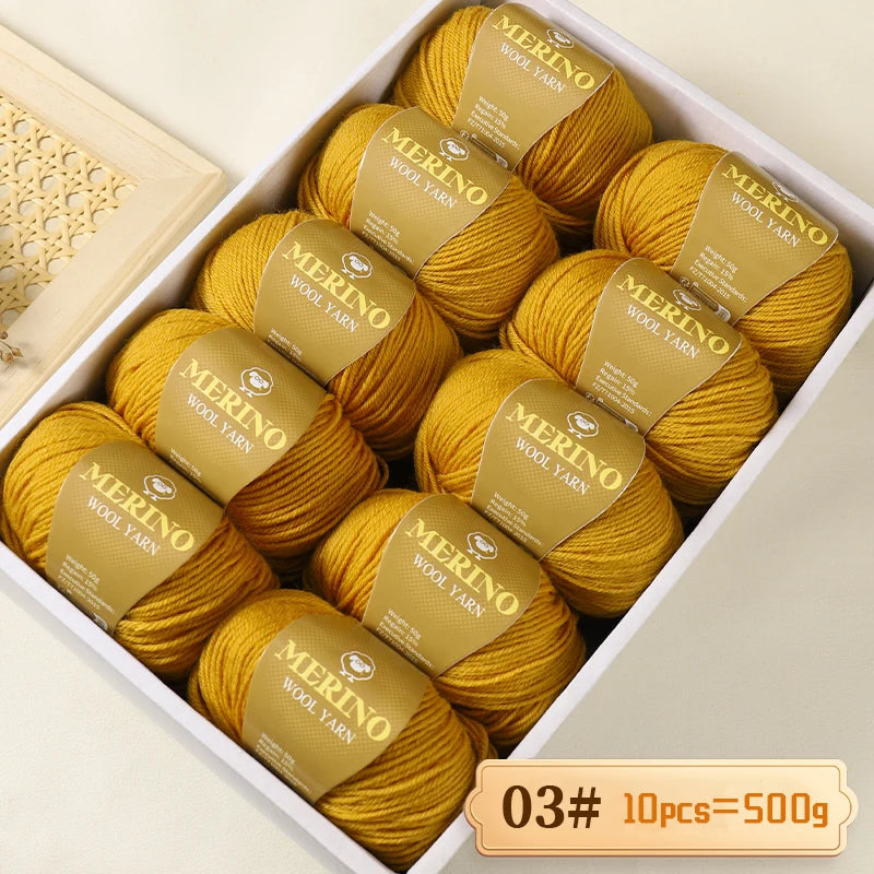 500g of High-Quality 212 Medium-Fine Alpaca Wool Yarn, Suitable for Knitting Sweaters, Scarves, and Hats, 10 Skeins/Pack
