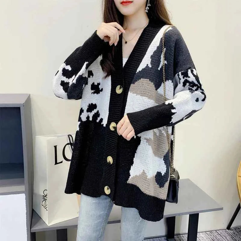 Autumn Winter Cardigan Sweater Women Knitted Coats Fashion Female Long Sleeve Loose Casual Knit Jackets Cardigans Tops Knitwear
