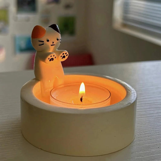 Kitten Candle Holder Cute Cat Candlestick Creative Aromatherapy Candle Holder Durable High Tempe Cartoon Candlestick Decoration SS69
