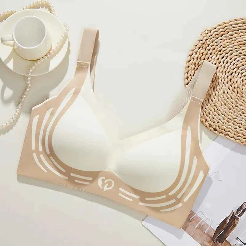 Plus Size Everyday Bra for Woman Sport Double Support Seamless Brassiere Top No-trace Push Up Bra Padded Fixed Cup Underwear