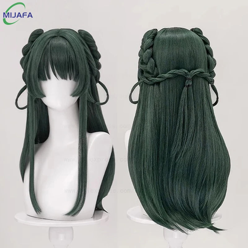 High Quality Maomao Cosplay Wig The Apothecary Diaries Dark Green Heat Resistant Synthetic Hair Party Anime Mao Mao Wigs +WigCap