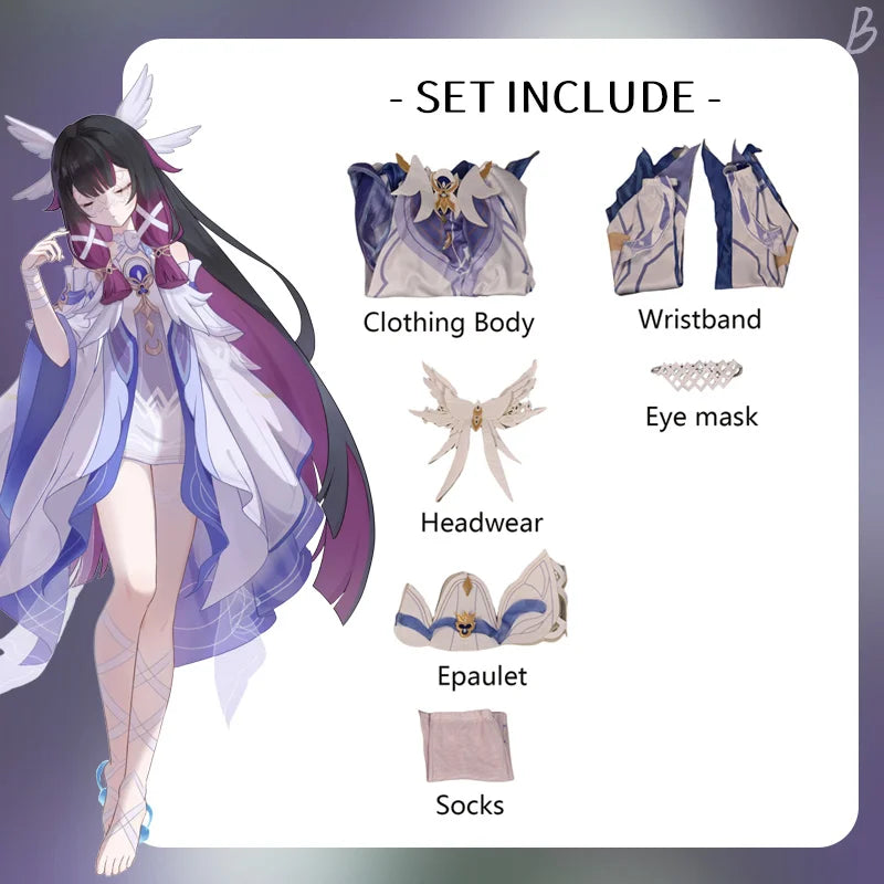 Genshin Impact Columbina Cosplay Costume Women's Game Character Dress Set