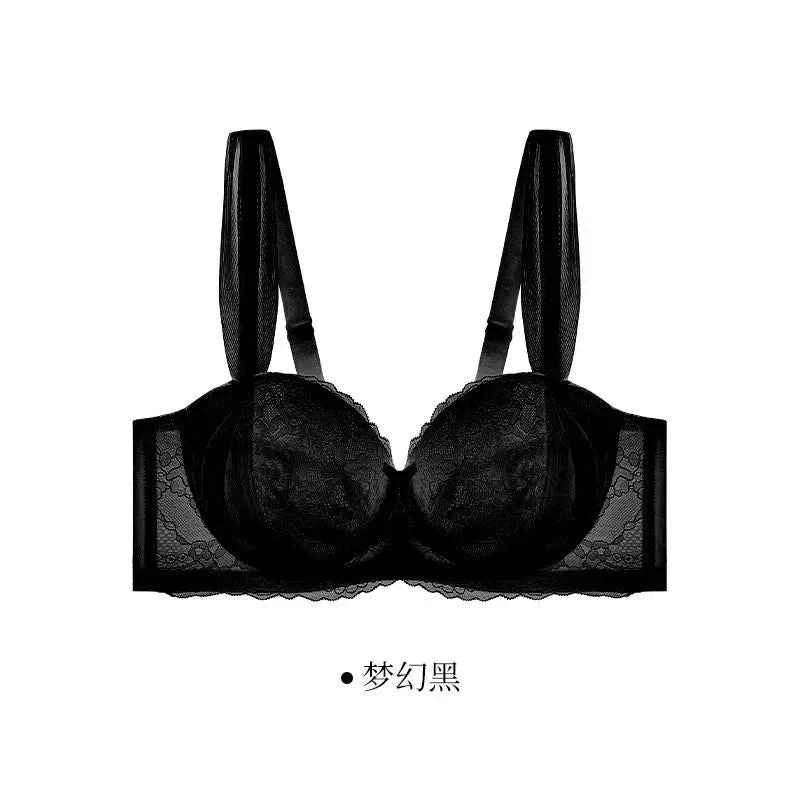 French Lace Bra for Women Big Chest Appears Small Push-up Bra Breast Collection Top Up Anti Sagging Large Size Lingerie GT8907
