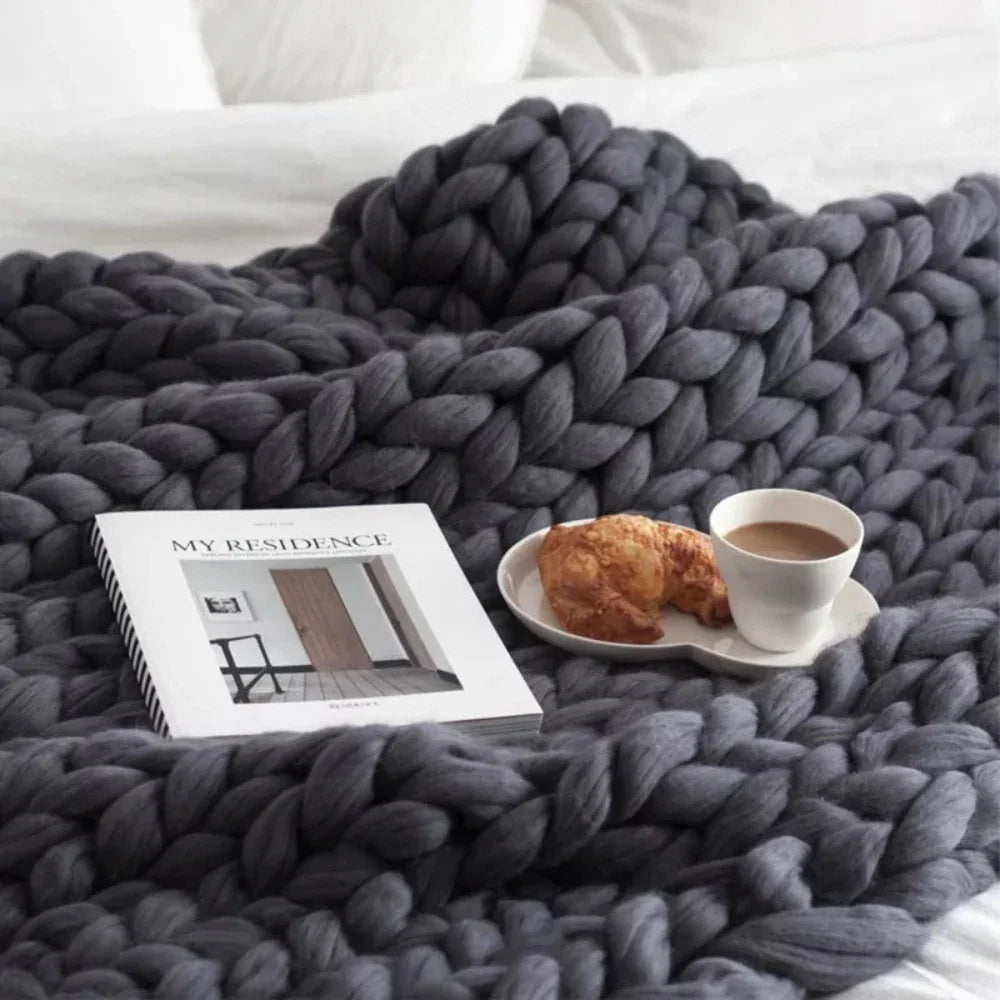 Hand-woven Woolen Blankets, Thick Knitted Blankets, Handmade Woolen Blankets for Beds, Home, Gifts