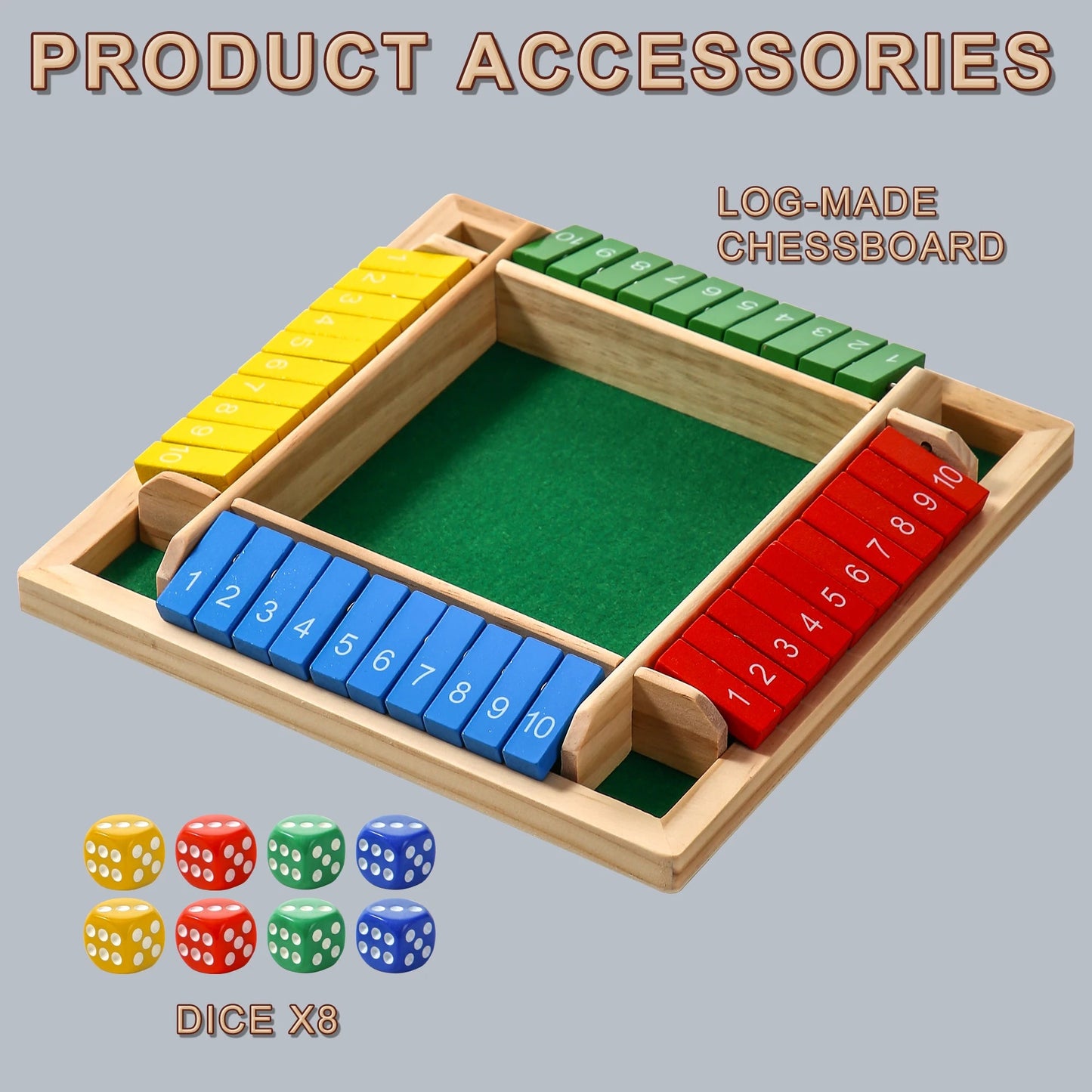 AIUAZA 1 Set Drinking Games, Wooden Board Game For 1-4 Players, Classic Family Game With 8pcs Dices, gaming gift SS69 30.69 GREEN