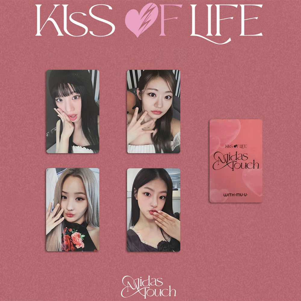 4Pcs/Set KPOP KISS OF LIFE Photocards Midas Touch Album Postcard JULIE NATTY BELLE HANEUL Double-Sided Lomo Cards KIOF Fans Gift SS69 8.69 WITHMUU / 5.4x8.5cm