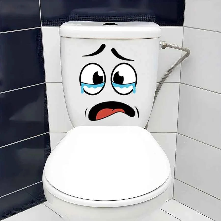 4 sheets/Set Cartoon Face Stickers,Self-Adhesive, Plastic Surface Compatible,Home Decoration Suitable for Trash Can, oilet Decor