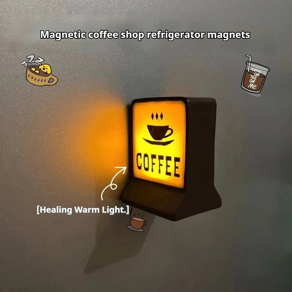 Creative Mini Refrigerator Sticker Convenience Store Magnetic Light Box Display Board with Luminous Light Box Model Ornament
