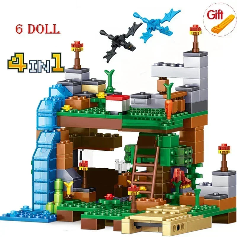 2024 NEW Compatible My World Minecraftinglys Building Village City Tree House Waterfall Warhorse Bricks Toys For Children Gifts SS69 24.69 No Box 4