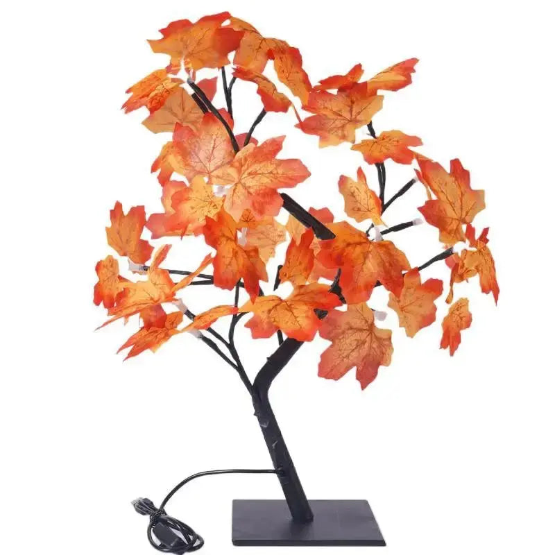 Table Tree Night Light USB/Battery Powered Touch Switch Artificial Bonsai Cherry Blossom Desktop Tree LED Lamp Light Decoration SS69 9.69 maple leaf / USB Plug