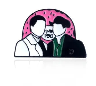 Twin Peaks Heart Shape Brooches Dale Cooper Fire Walk With Me Red Wine Bottle Cup Lapel Enamel Pins Women Men Bag Shirt Gift SS69 6.69 Gold-color