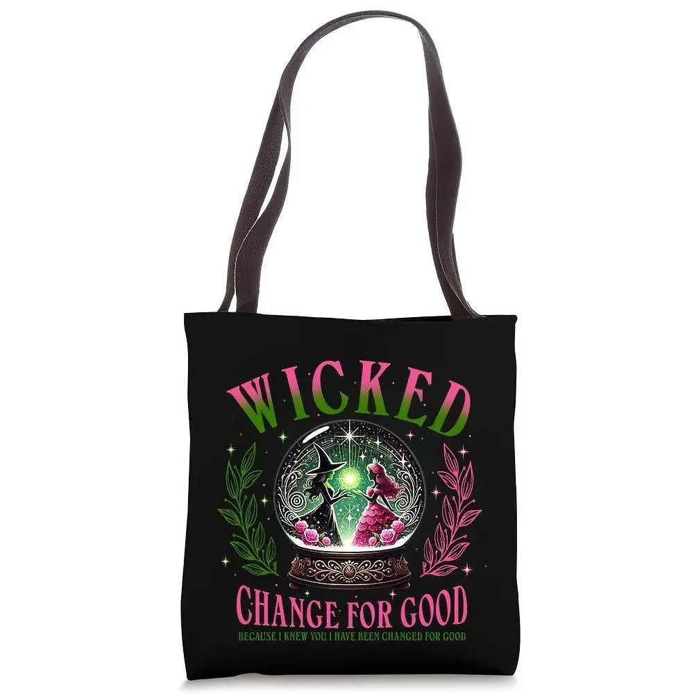 Wicked Witch Canvas Tote Bag - Spacious & Durable Shoulder Bag with Anime Design, Ideal for Shopping & Everyday Use, Great Gift for Women, Bottomless, Sideless, Reusable SS69 10.69 BZ204-Black