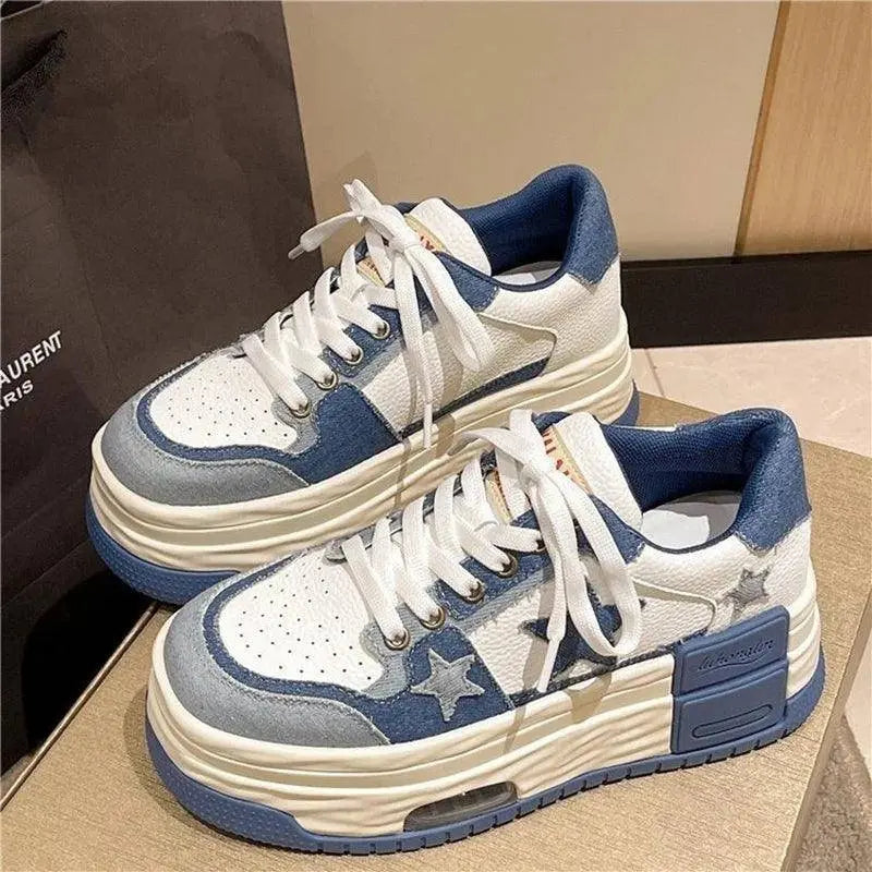 Women's Casual Platform Sneakers Star Skateboard Trainers Mix Colors Running Sport Shoes Tennis Shoes Outdoor Walking Sneakers - SS69
