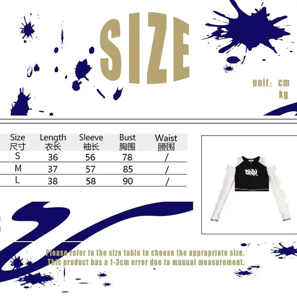 Y2K European and American off Shoulder Traf Hollow T-Shirt | Spicy Girl - SS69