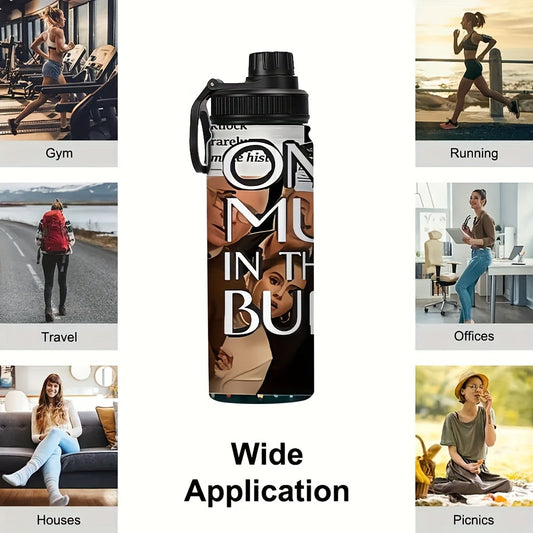 1 Stainless Steel Insulated Water Bottle with Spill-Proof Lid - Crime Mystery Novel Design Featuring "Only Murders in the Building" Artwork, Vintage-Style Clues & Quotes, Perfect for Cycling, Outdoor Adventures & Fans of the SS69