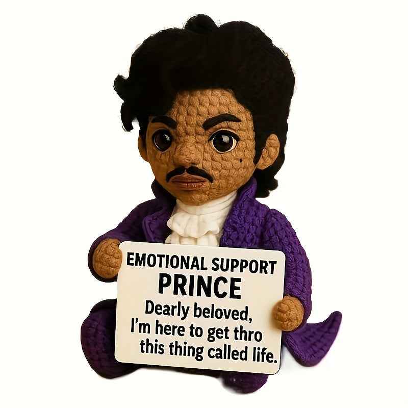 1pc Handmade Crocheted Emotional Support Doll with Expressive Eyes & Smile - Soft Polyester Plush with Positive Affirmation Card, Collectible Gift for Women, Music Lovers, Graduation, Christmas, Birthdays, Coworkers - No Batt