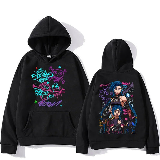 Arcane Jinx Hoodies Man Women Harajuku Clothing Hot Anime Arcane Pullovers Unisex Oversized Sweatshirt Fall Y2K Dark Sudaderas - SS69