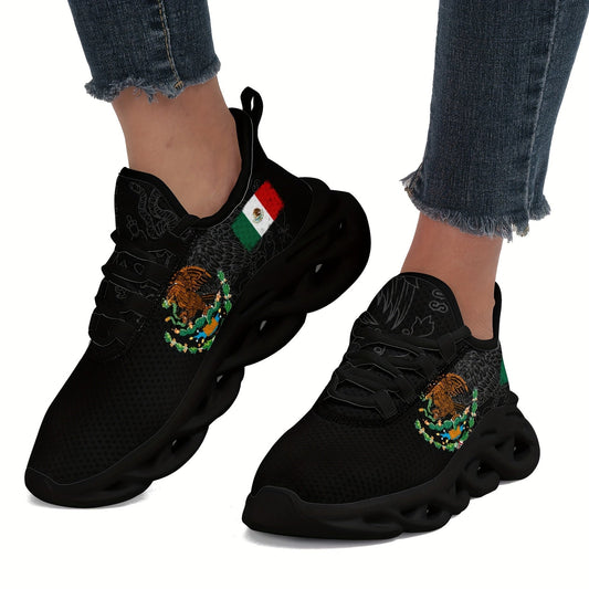 Women'S Mexico Flag Low Top Sneakers - Breathable Fabric with EVA Sole, Slip-On Casual Running Shoes, Fashionable Daily Wear Shoes for Casual Attire, Casual Sneakers | Stylish Low Top Sneakers | Comfortable Fabric Shoes SS69