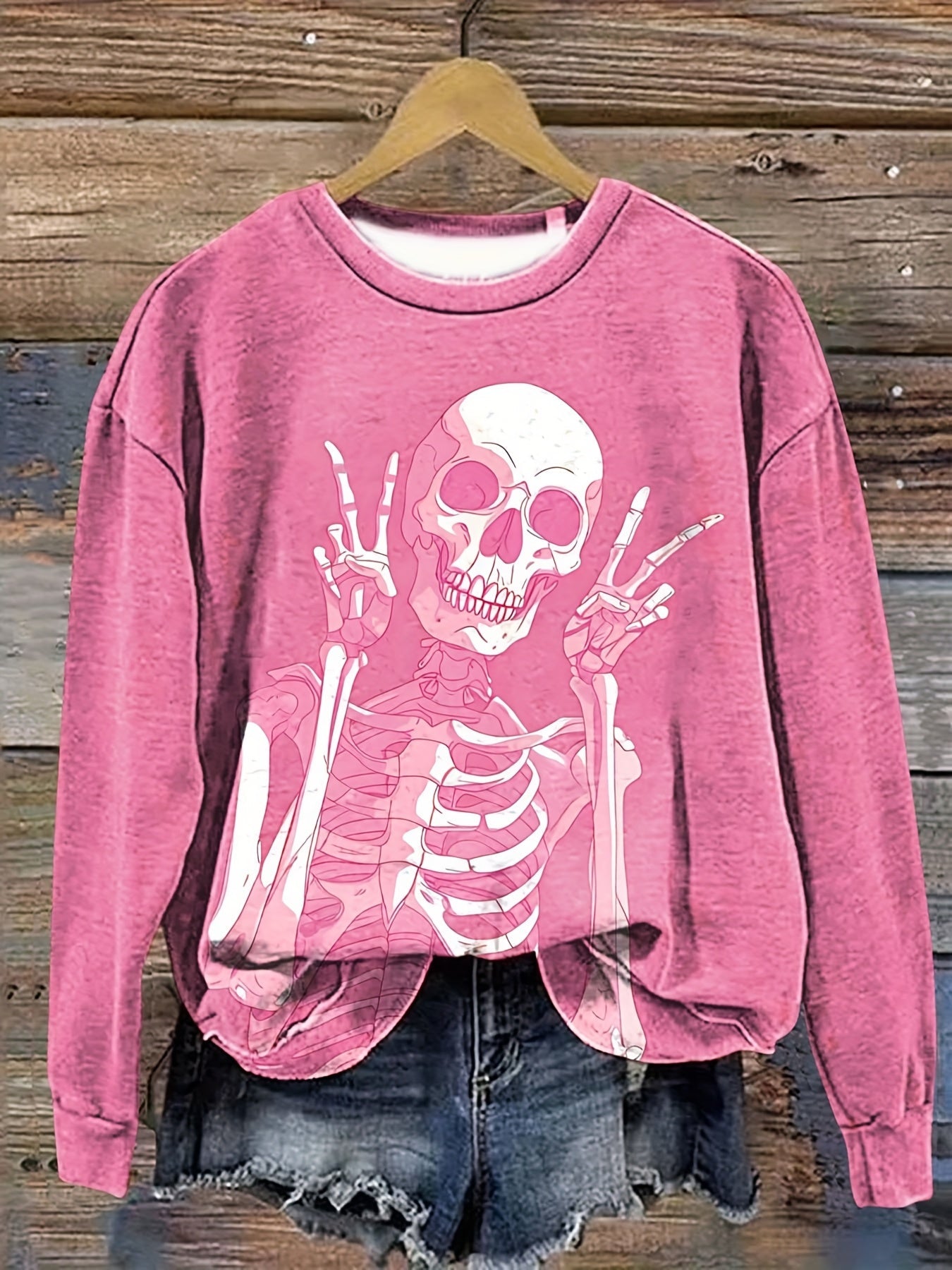 Women'S Casual Sweatshirt, Women'S Long-sleeved Round-neck Sweatshirt, Fashion Print, European And American Women'S Casual Top, Digital Printing For All Seasons, Halloween SS69