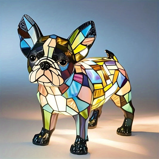 Mini French Bulldog Lamp - Portable 3D Resin Night Light With USB Cable, Stained Glass Inspired Pet Decor, Cute Gift For Small Space Dog Owners SS69