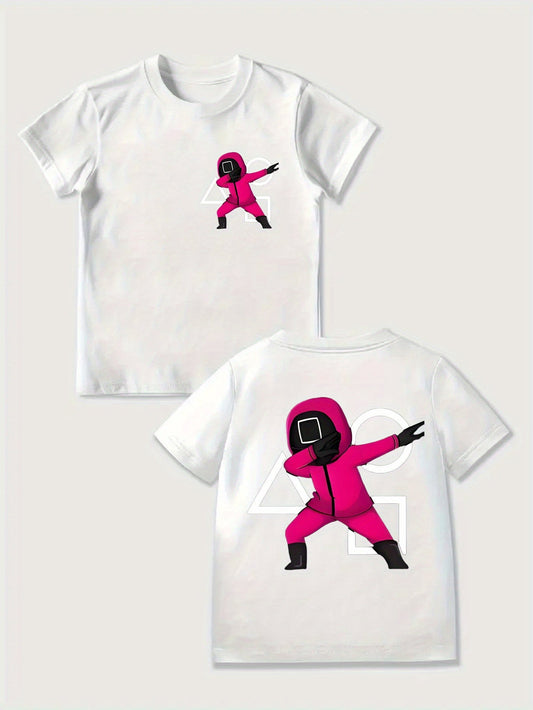 "Squid Dance" 2D Print Trendy And Unique Boys' T-Shirt, Casual Short-Sleeve Lucky And Comfortable Summer Outdoor Top. SS69
