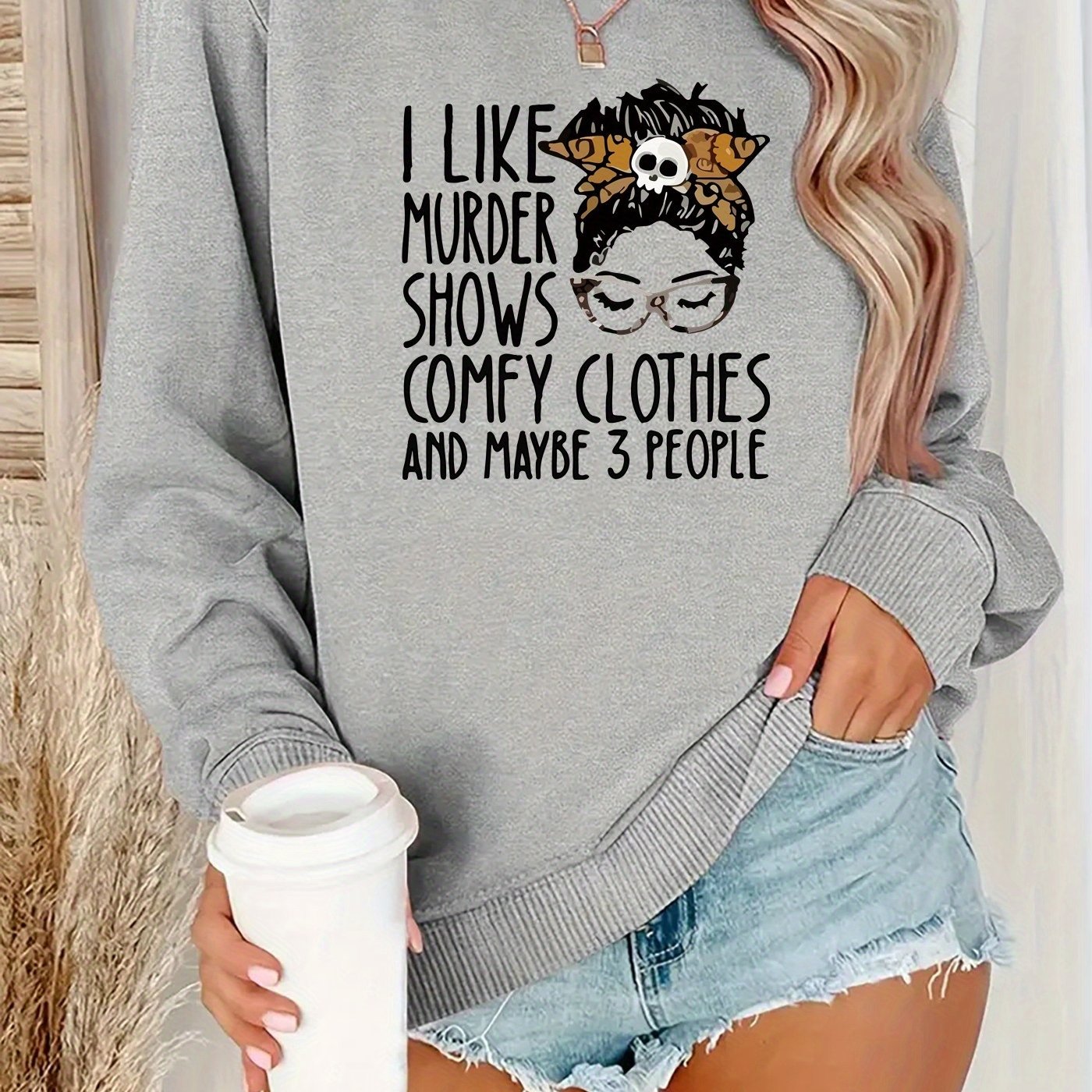 Women's Funny Murder Show Graphic Sweatshirt - Crime Drama TV Fan Apparel - Soft Polyester Pullover Sweater - Long Sleeve Round Neck Casual Sweater for Fall/Winter - Funny TV Show Outfit Gift for s & Women - Machine Washable SS69 20.69 Light Grey / XXL