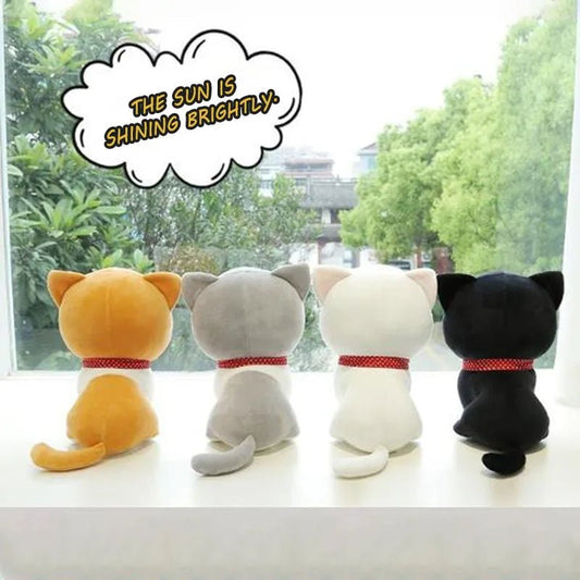 Cartoon Cat Plush Doll Cute Stuffed Kitten Rag Toy Elastic Soft Sofa Cushion Bedside Gift For Kids Girls 24cm - SS69