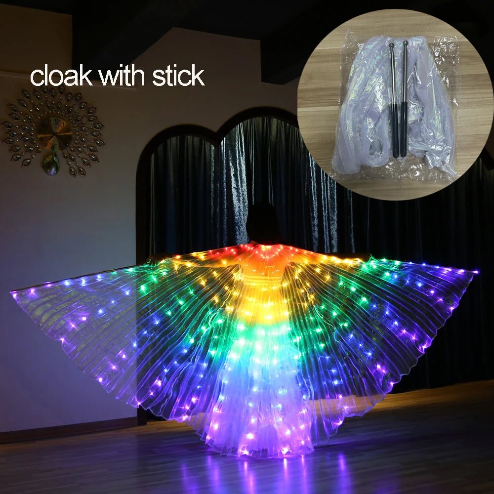 Glowing Light Up Costume Dancing Cloak Belly Dance LED Butterfly Wing Glow Fans For Performance Carnival Party - SS69