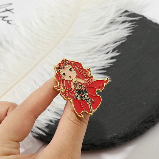 Marvel Scarlet Witch Wanda Maximoff Olsen Enamel Pin Lapel Brooch Red Metal Badge Jewelry Accessaries Christmas Gift - SS69