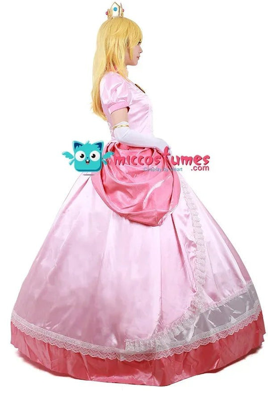 Miccostumes Adult Peach Cosplay Costume Dress Women Princess Cosplay Costume Pink Dress Gloves Earrings Crown Petticoat - SS69