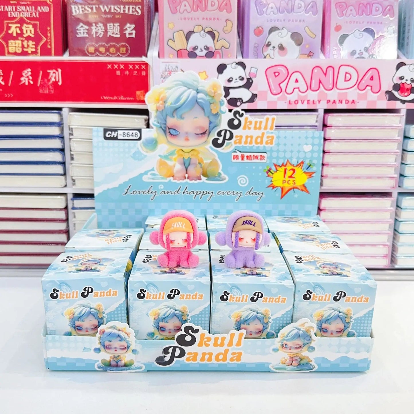 New 12pcs Baby Three Valentine'S Day Blind Box Anime Kawaii Skull Panda Resin Blind Box Desktop Ornament Children'S Surprise Box - SS69