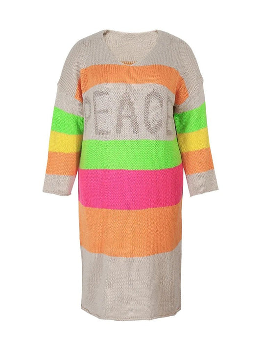 Plus Size Women's Plus Size Colour Block Simple Daily Wear Long Sleeve Sweater Dress Best Choice for Autumn and Winter - SS69