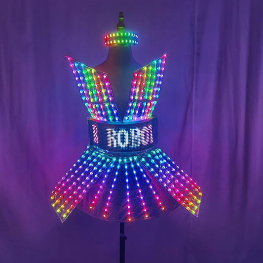 Shiny Laser Mirror Nightclub Dress LED Glow Bar Dj Gogo Dancer Singer Stage Costume Women Evening Birthday Outfit - SS69