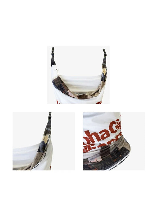 Women Graphic Print White Crop Top Vintage Y2k Camisole Punk Fashion Streetwear Corset Top Sexy Off Shoulder Vest 2000s Clothes - SS69