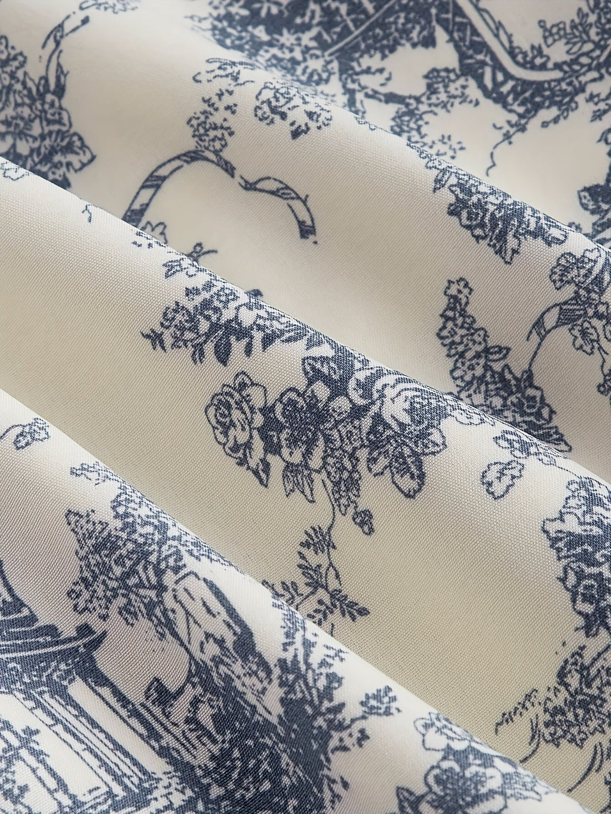 [Print Vintage Dress] Vintage Blue Floral Print Women's Dress - Halter Neck, Backless, A-Line, Long, Ruffled Detail - Semi-Sheer Polyester, Machine Washable SS69