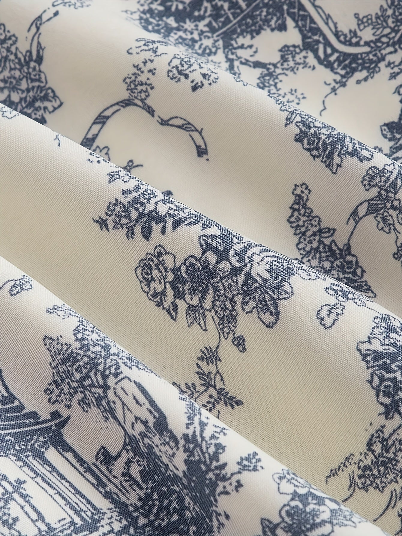 [Print Vintage Dress] Vintage Blue Floral Print Women's Dress - Halter Neck, Backless, A-Line, Long, Ruffled Detail - Semi-Sheer Polyester, Machine Washable SS69