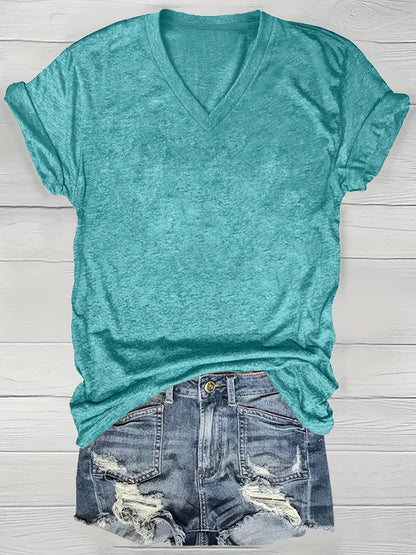 5pcs Women'S Solid Color V-Neck T-Shirts, Casual Short Sleeve Tops for Spring & Summer, Soft & Comfortable, Lightweight Tee Shirts in Pink, Green, Gray, Purple, Blue, Yellow, Casual Summer Wear | Vneck Top | Lightweight Tee SS69