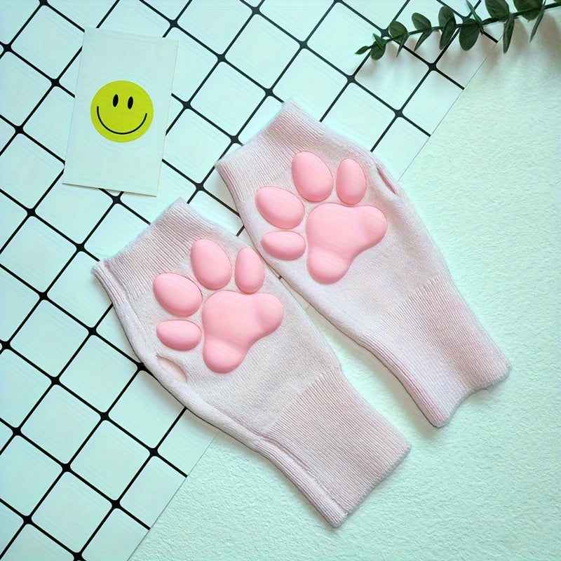 3D Three-dimensional Plush Knitted Fingerless Cat Claw Gloves for Party Dress Up Decoration Female