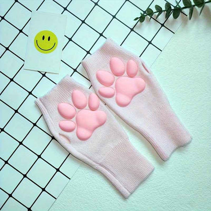 3D Three-dimensional Plush Knitted Fingerless Cat Claw Gloves for Party Dress Up Decoration Female