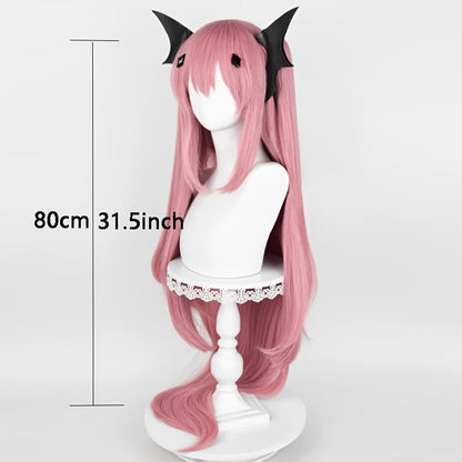 1pc Anime Inspired Lotus Pink Tiger Clip Wig, Double Ponytail, Long Straight Hair, Heat Resistant, Buckle Net Cap, Cosplay Festive Dress Up Wig for Party Gatherings and Everyday Use SS69
